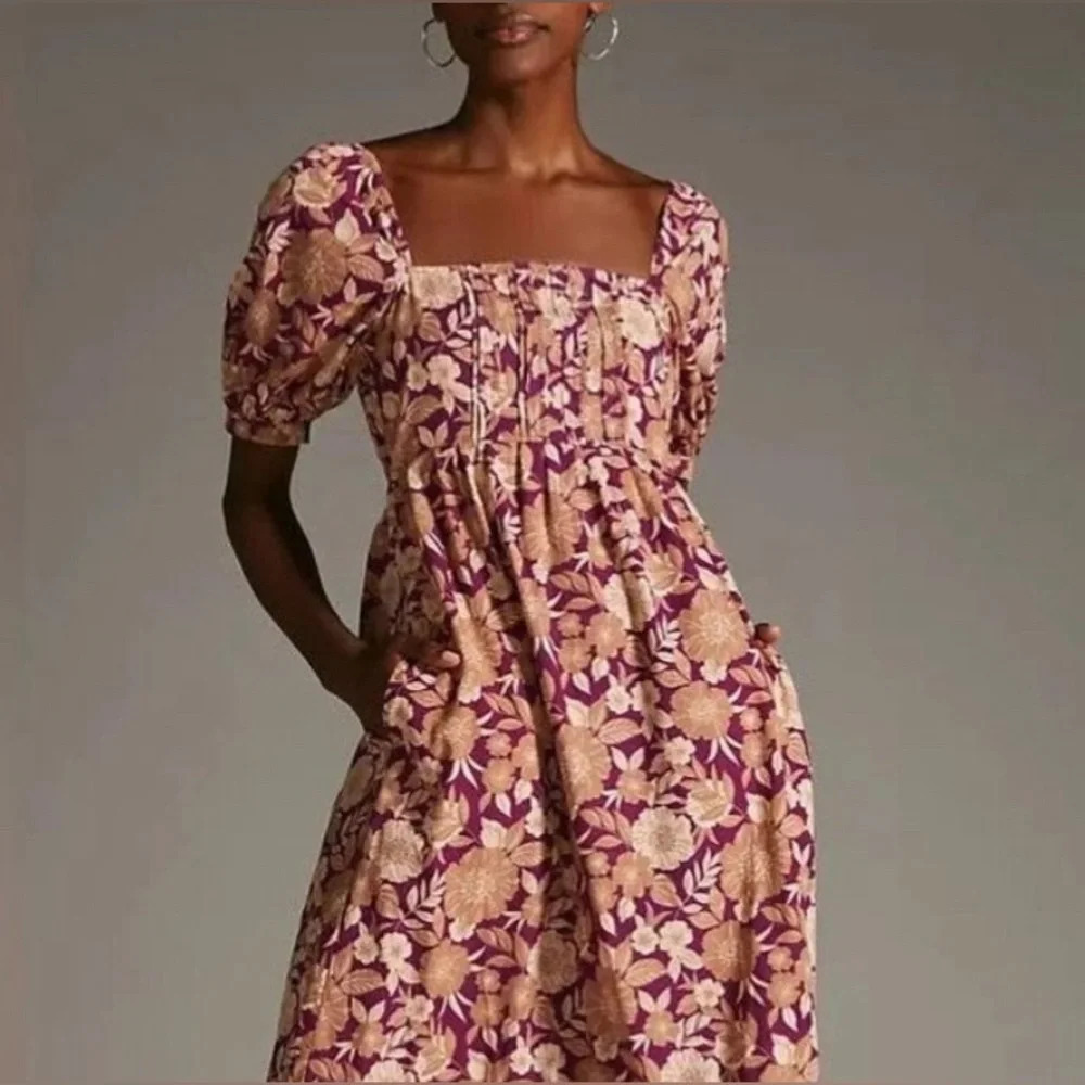 Favorite Daughter ANTHROPOLOGIE The Mirka mini Dress Purple Vintage Multi Floral